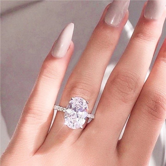 *NEW 5 CT Oval Cut Diamond Sterling Silver Ring - Picture 5 of 5